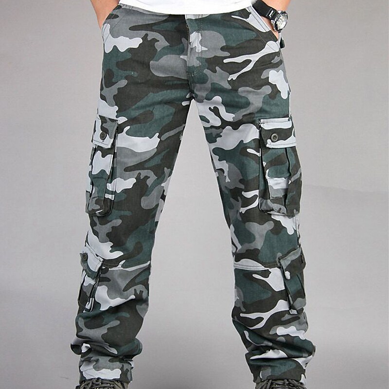 Men's Drawstring Multi Pocket Leg Solid Color Camouflage Pants