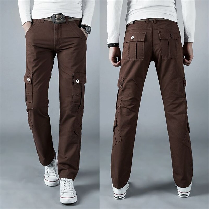 Men's Solid Color Work Multi Pocket  Lightweight Full Length Pants