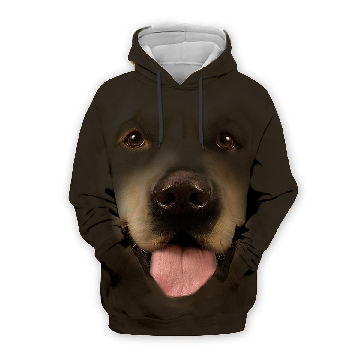 Men's Casual Hooded Dog Print Long Sleeve Pocket Swseatshirt