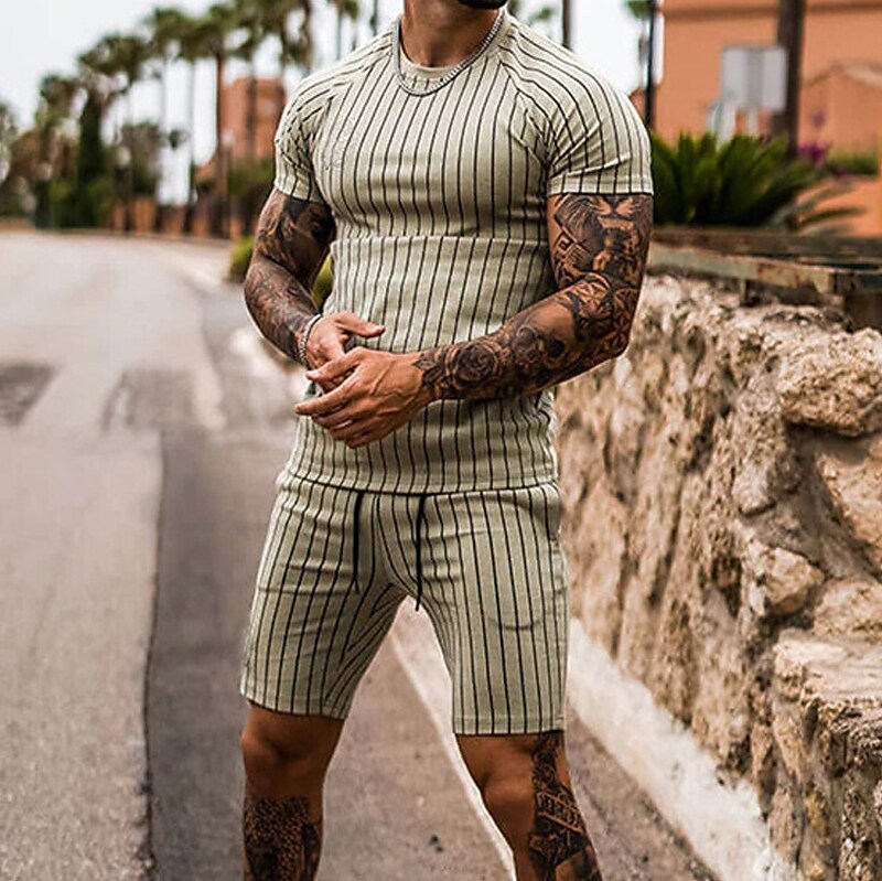 Men's T-shirt Suits Tracksuit Tennis Shirt Shorts and T Shirt Set Set 