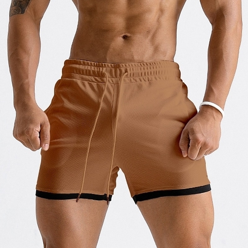 Men's Running Shorts Gym Shorts Drawstring Side Pockets Shorts Athletic Breathable Soft Quick Dry Fitness Workout Sportswear