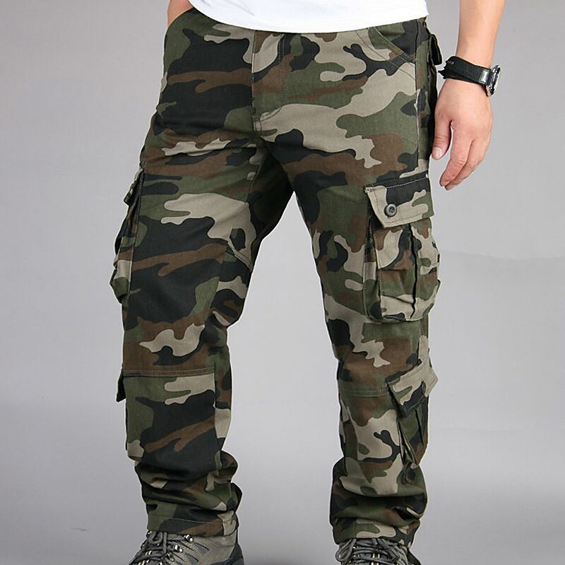 Men's Drawstring Multi Pocket Leg Solid Color Camouflage Pants