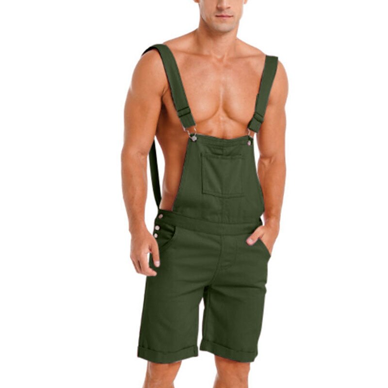 Men's Overalls Jumpsuit Casual Shorts Pocket Plain Comfort Breathable Outdoor Daily Going out Fashion Casual ArmyGreen Yellow