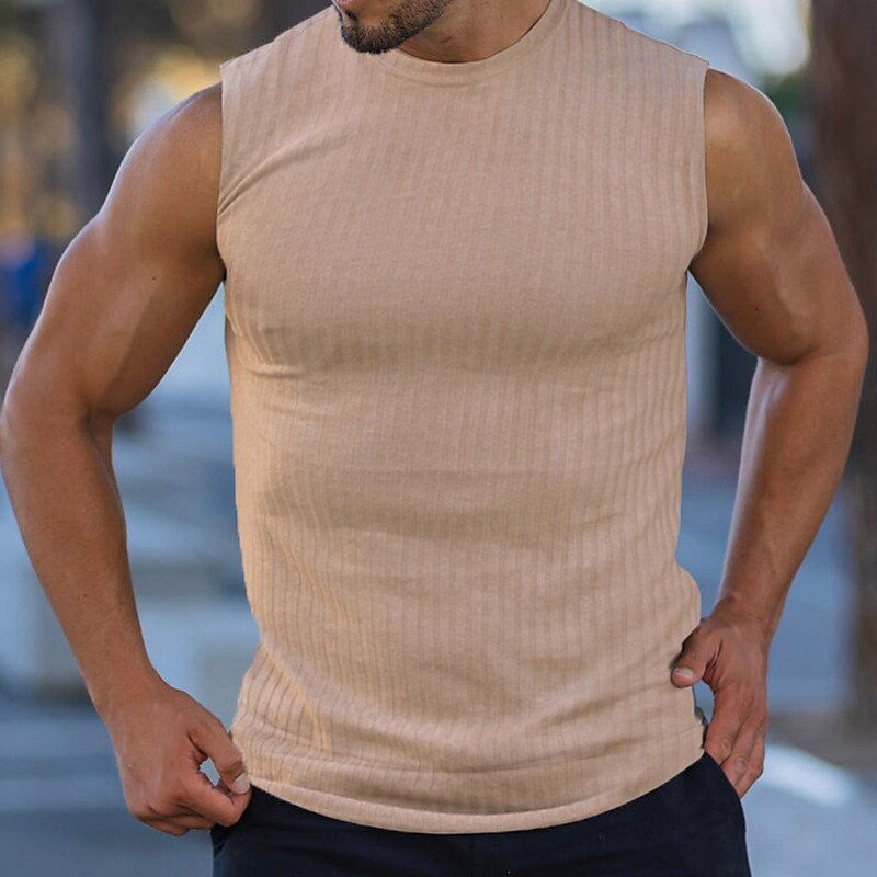 Men's Tank Top Undershirt Sleeveless Shirt Tee Top Muscle Shirt Plain Crewneck Sports & Outdoor Athleisure Sleeveless 