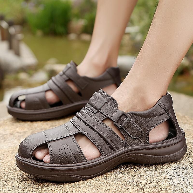 cross-border plus size sandals men's summer casual middle-aged and elderly shoes dad shoes outdoor beach sandals men's slippers