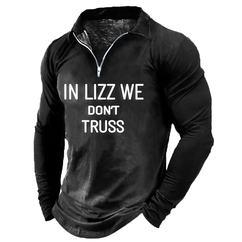 Men's Casual Solid Letter Print Lapel Long Sleeve Zipper Sweatshirt