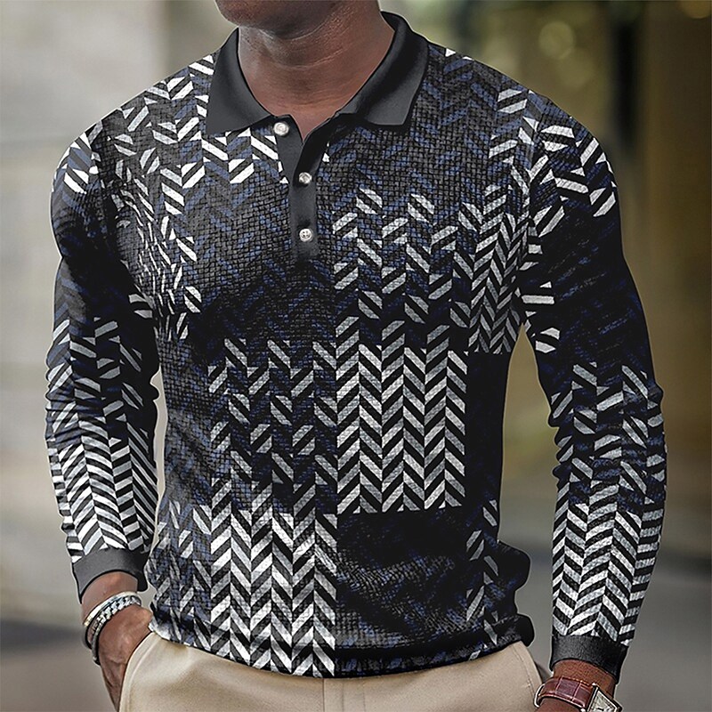 Men's Outdoor Street Button-Down Long Sleeve Breathable Polo Shirt