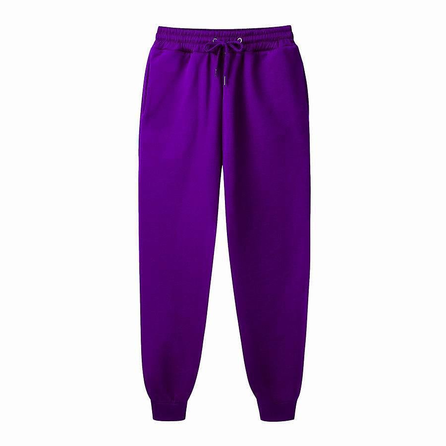 Men's Side Pocket Elastic Waist Fleece Solid Color Fleece Sweatpant