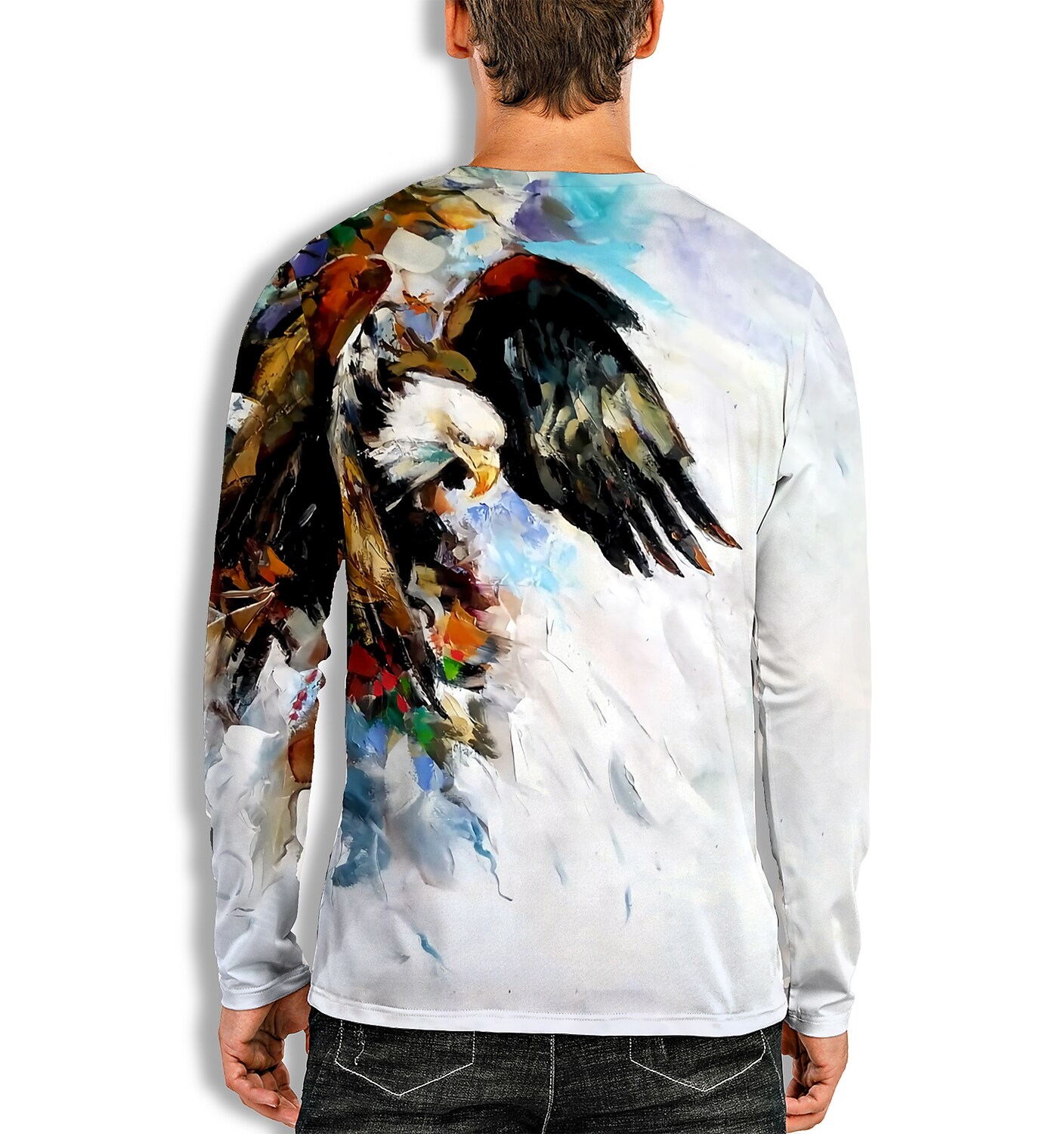Men's Unisex 3D Print Graphic Prints Eagle Crew Neck Long Sleeve Tops
