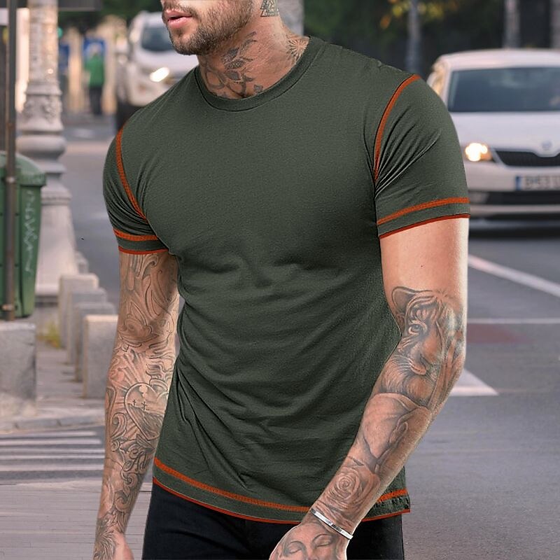 Men's T shirt Plain Raglan Sleeve Crew Neck Street Vacation Short Sleeves Clothing Apparel Fashion Designer Basic Top 