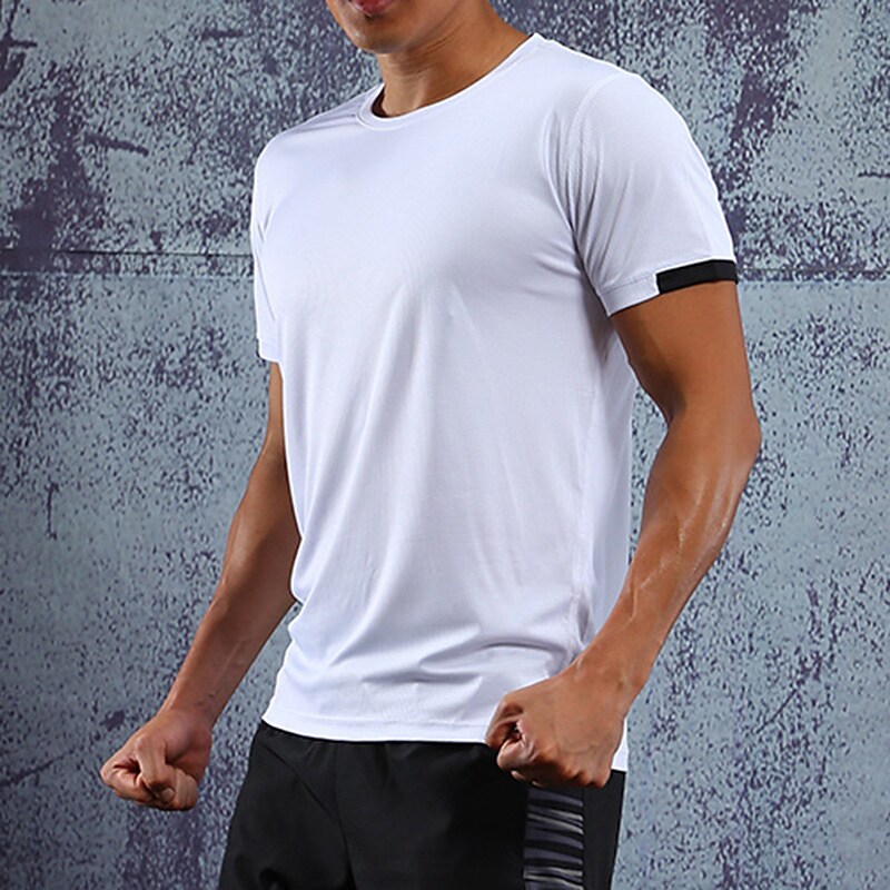 Men's Running Shirt Short Sleeve Athletic Breathable Soft Quick Dry Gym Workout Running Jogging Sportswear 