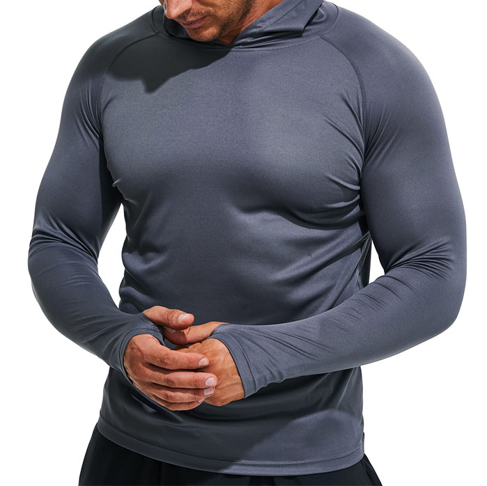 Men's Hooded Long Sleeve UV Protection Breathable Lightweight Sweat wicking Quick Dry Top Outdoor Fishing 