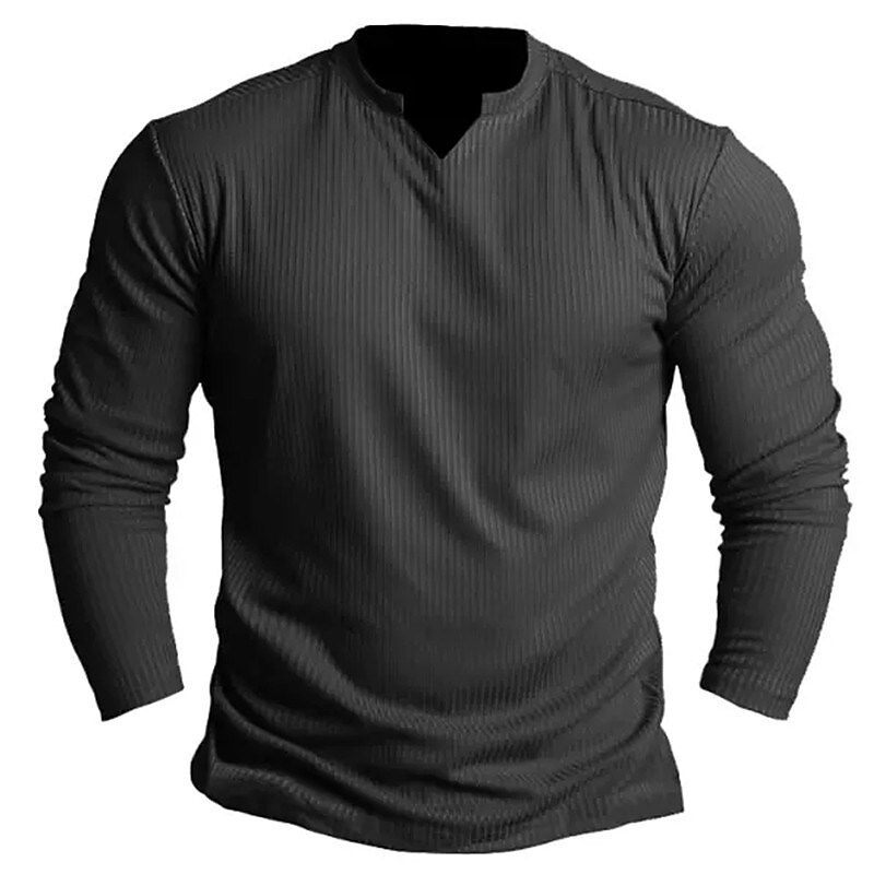 Men's T shirt Tee Tee Plain V Neck Street Vacation Long Sleeve Clothing Apparel Basic Designer Modern Contemporary