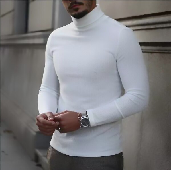 Men's T shirt Long Sleeve Shirt Turtleneck Sports Daily Wear Long Sleeve Knitting Clothing Apparel Fashion Designer Casual Top