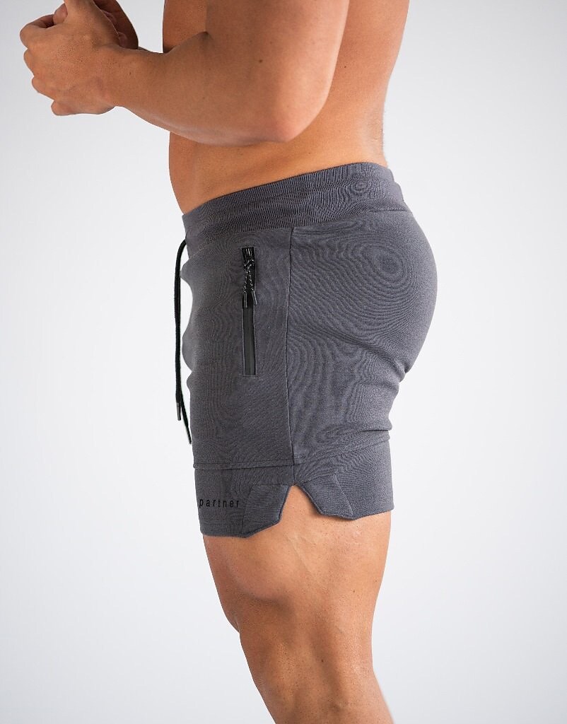 Men's Active Board Workout Running Shorts Drawstring  Zipper Pocket Solid Color Breathable Sport Gym Shorts