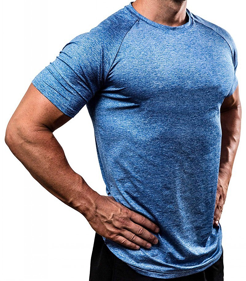 Men's Short Sleeve Breathable Quick Dry Lightweight Top Gym Workout Ru