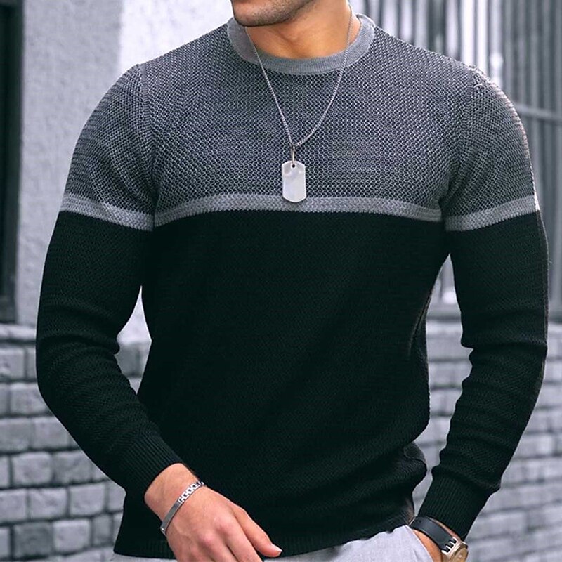 Men's T shirt Long Sleeve Patchwork Crew Neck Casual Daily Long Sleeve Knitted Knit Stylish Shirt Men's T shirt Long Sleeve Patchwork Crew Neck Casual Daily Long Sleeve Knitted Knit Stylish Shirt 