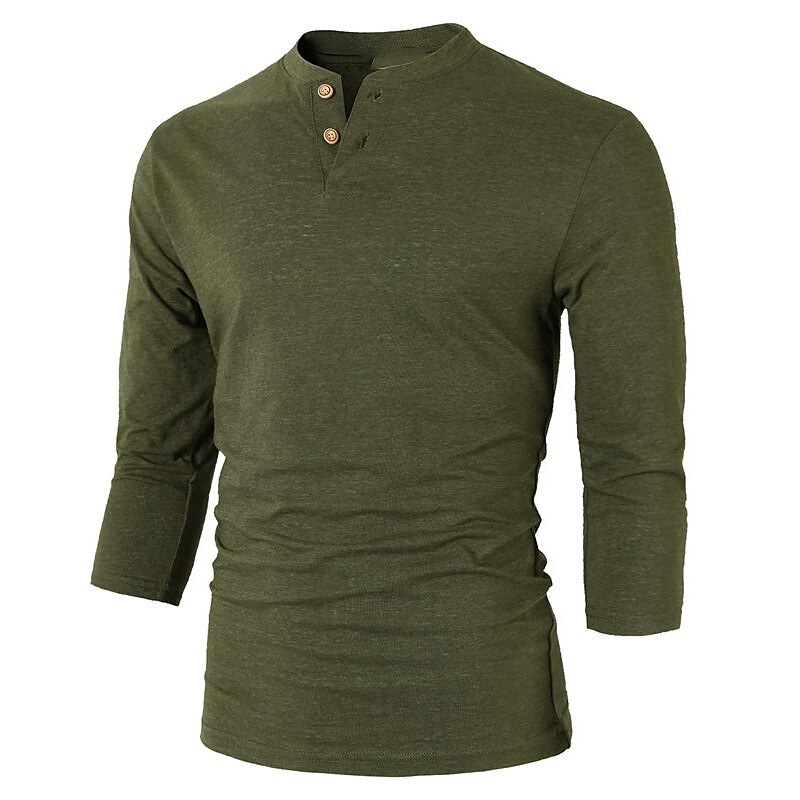 Men's Henley Shirt Tee Top Plain Henley Street Vacation Long Sleeve Clothing Apparel Fashion Designer Basic Top