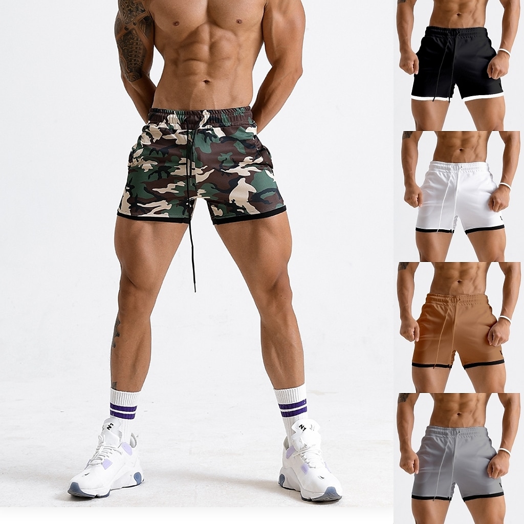 Men's Running Shorts Gym Shorts Drawstring Side Pockets Shorts Athleti