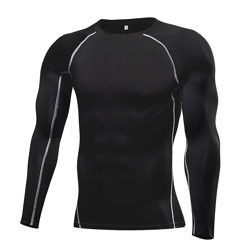 Men's Jersey Long Sleeve Compression Athletic Breathable Compression Sweat wicking Fitness Gym Running Sportswear
