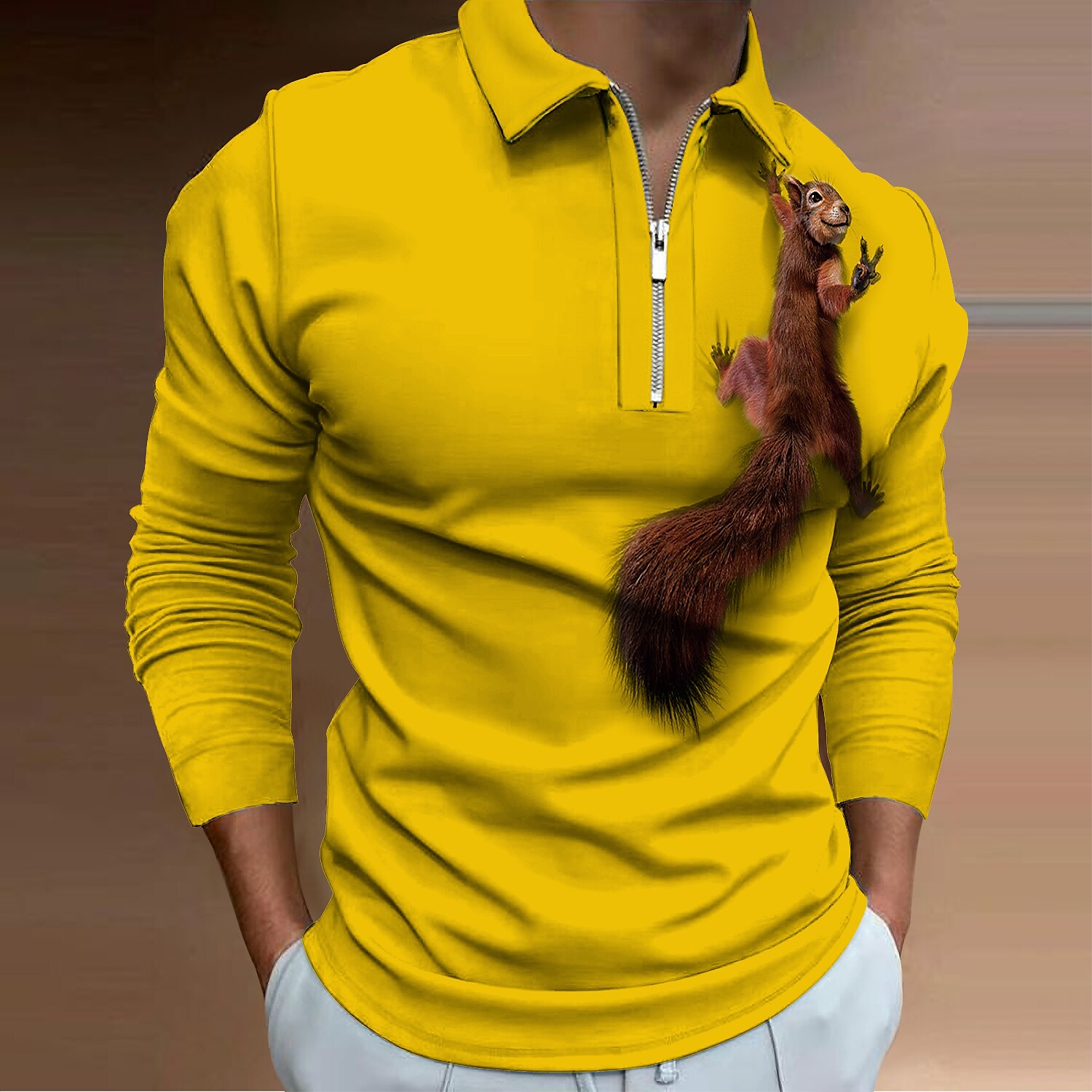 Men's Polo Golf Shirt Graphic Prints Squirrel Turndown 3D Print Long S