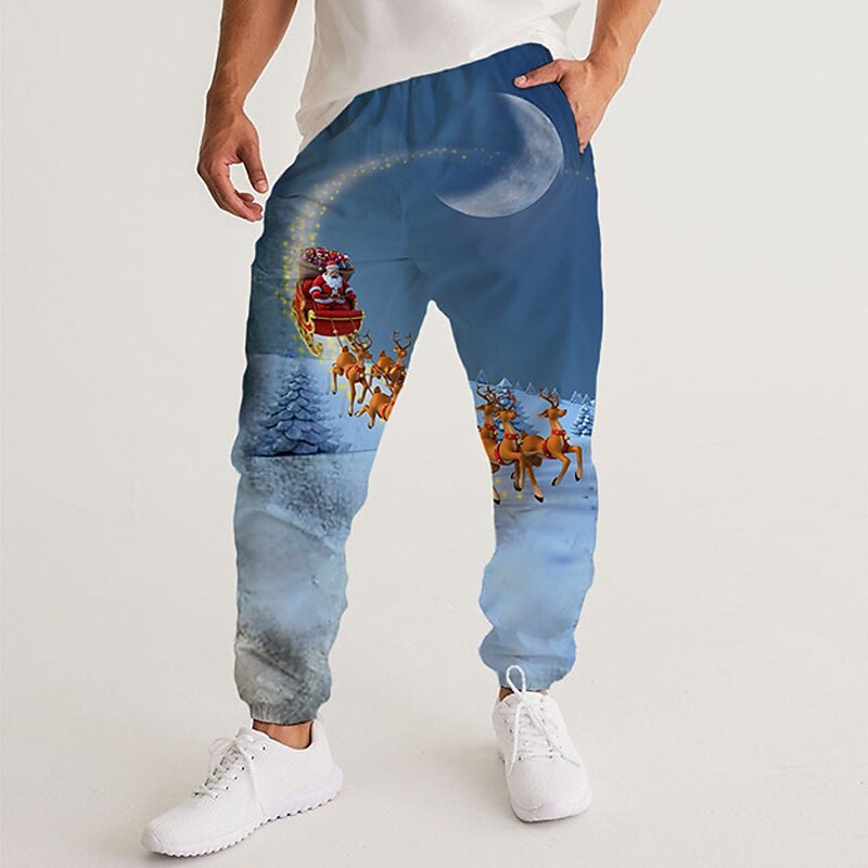 Men's Santa Claus Prints Drawstring Elastic Waist Sweatpants