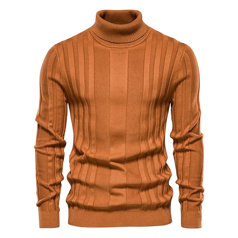Men's Pullover Sweater Jumper Turtleneck Sweater Ribbed Knit Cropped Knitted Solid Color Turtleneck Keep Warm