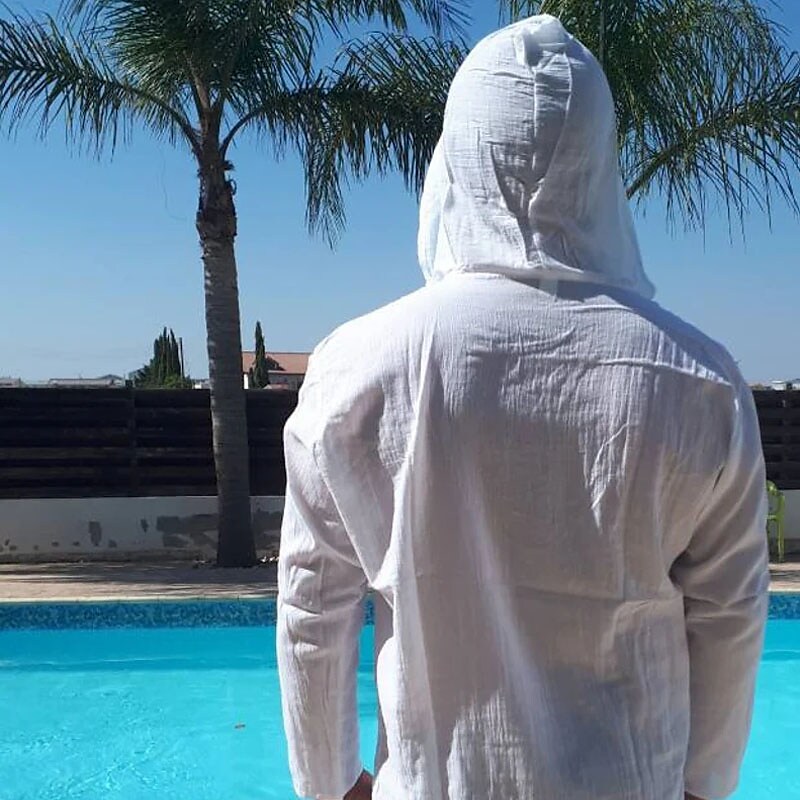 Men's Shirt Solid Color Hooded Street Casual Long Sleeve Tops Fashion Classic Comfortable 