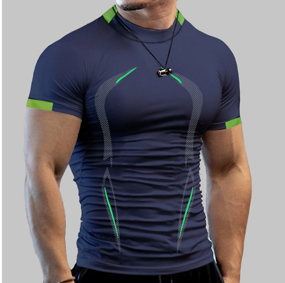 Men's Compression Shirt Short Sleeve Tee Tshirt Athletic Breathable Mo