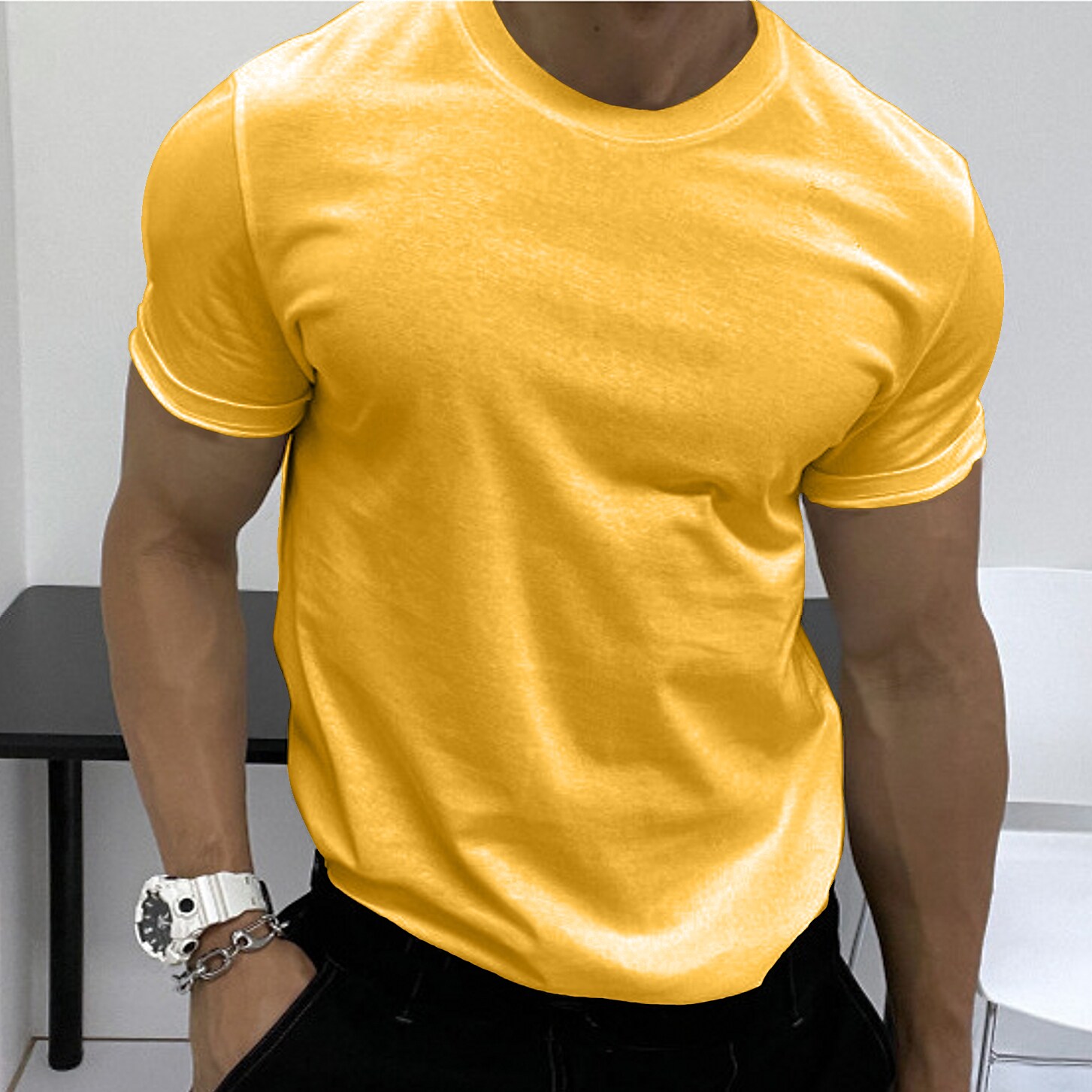Men's Workout Running Short Sleeve Tee Athletic Athleisure Breathable Soft Fitness Gym  Sportswear
