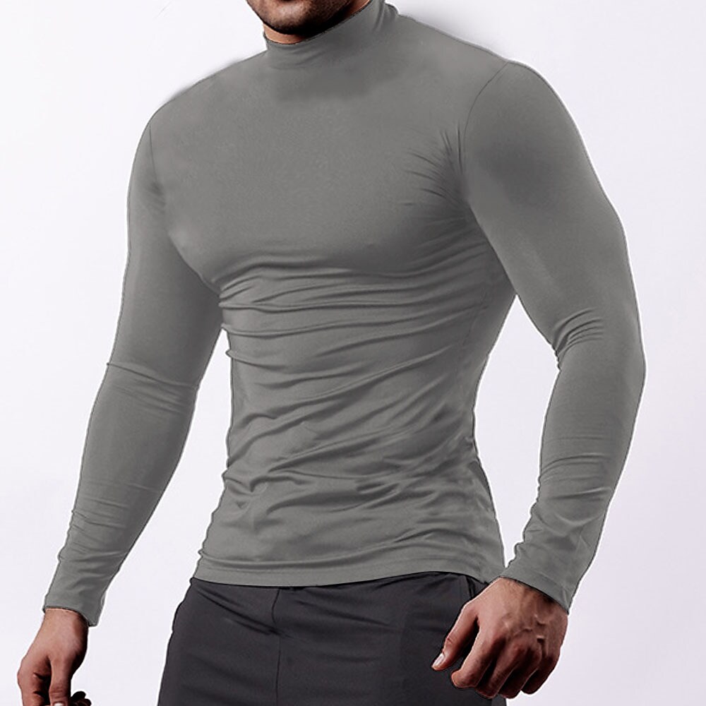 Men's Sport Solid Color Stand Collar Long Sleeve Cotton Shirt