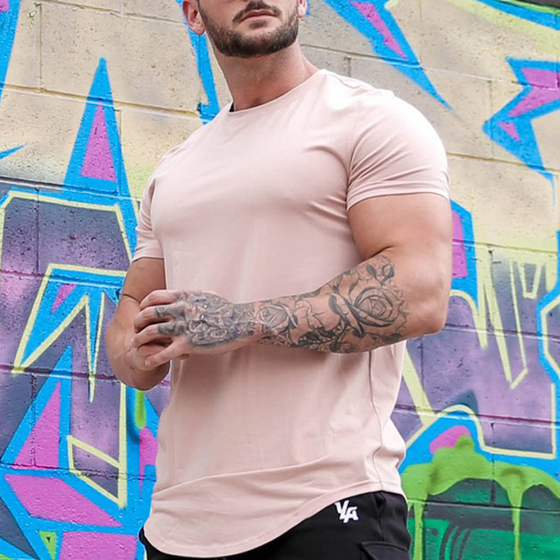 Men's T shirt Muscle Plain Crew Neck Athleisure Vacation Short Sleeve Top