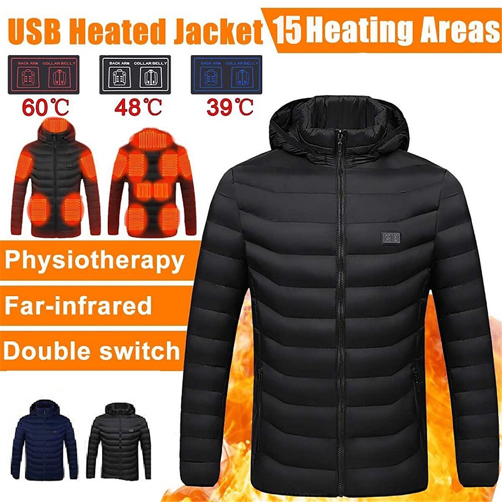 Men's Casual Solid Color Warm USB Power Heated Lightlight Coat