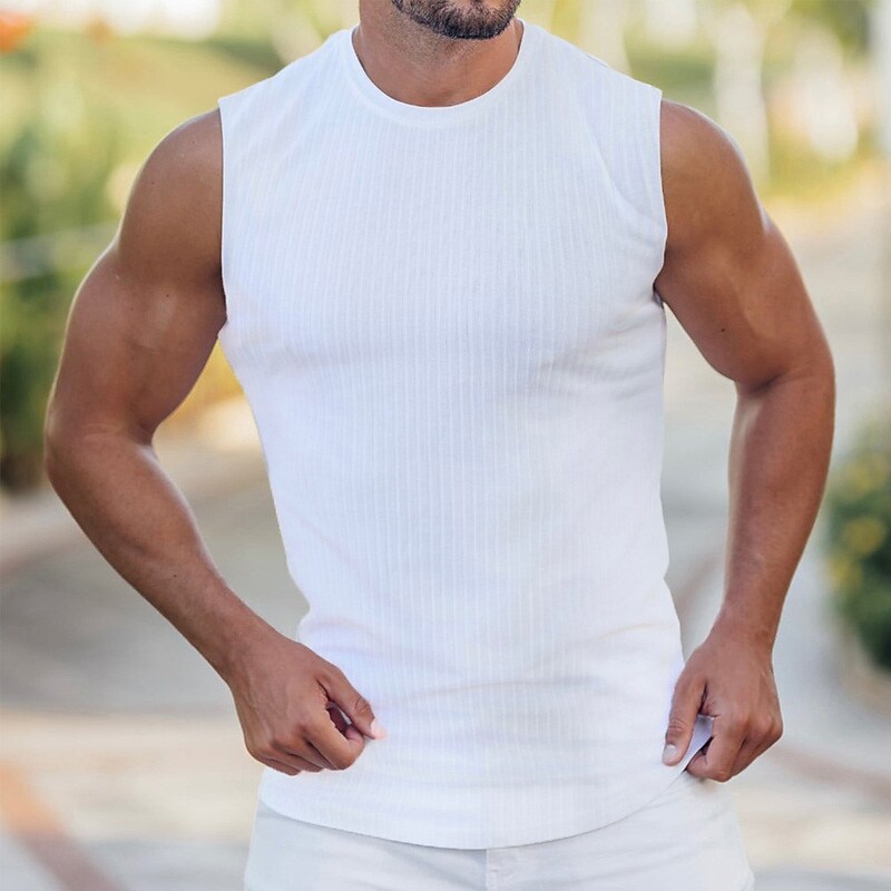 Men's Tank Top Undershirt Sleeveless Shirt Tee Top Muscle Shirt Plain Crewneck Sports & Outdoor Athleisure Sleeveless 