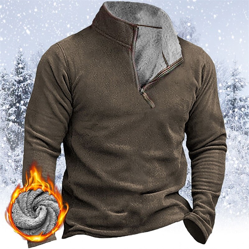 Men's Pullover Quarter Zipper Sweatshirt Standing Collar Streetwear Hot Stamping Fleece Basic Streetwear