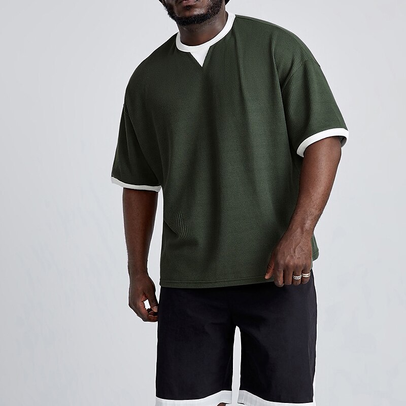 Men's T shirt Tee Tee Top Color Block Pit Strip Crew Neck Street Vacation Short Sleeves Clothing Apparel Fashion Designer Basic Top