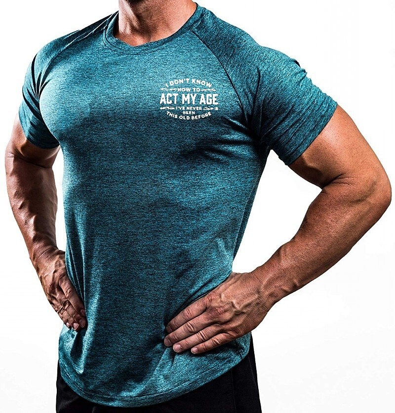 Men's Workout Running Shirt Short Sleeve Athletic Breathable Moisture Wicking Soft Fitness Gym Workout Sportswear 