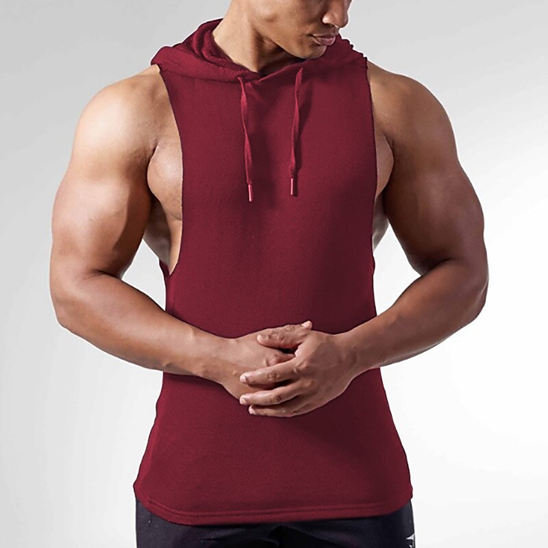 Men's Running Tank Top Sleeveless Hoodie Breathable Quick Dry Moisture