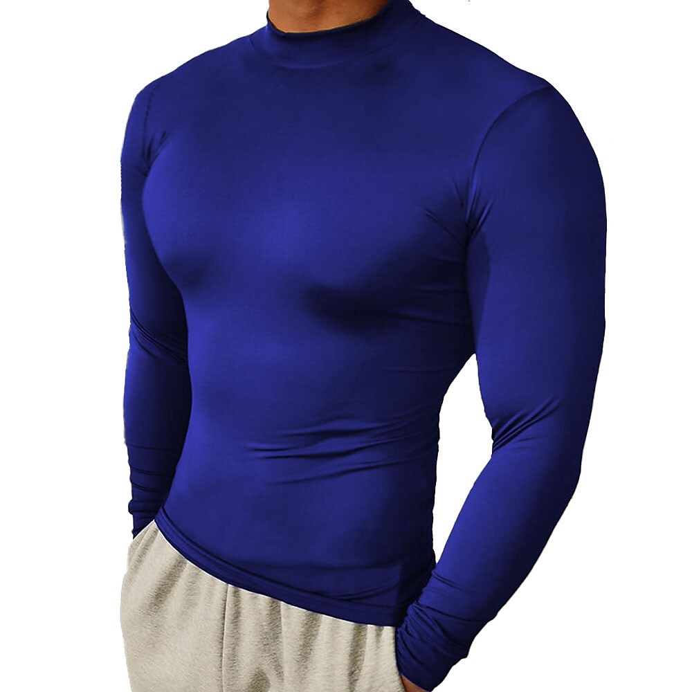 Men's Sport Solid Color Stand Collar Tights Shirt