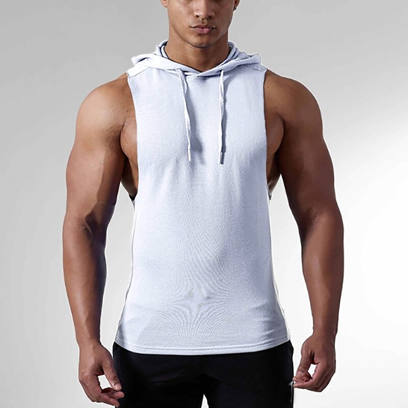 Men's Running Tank Top Sleeveless Hoodie Breathable Quick Dry Moisture
