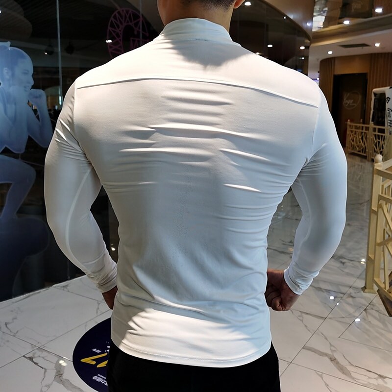 Men's Compression Shirt Running Shirt Long Sleeve Sweatshirt Athletic Spandex Breathable Quick Dry Moisture Wicking Gym Workout Running Active Training Sportswear Activewear Solid Colored fluorescent