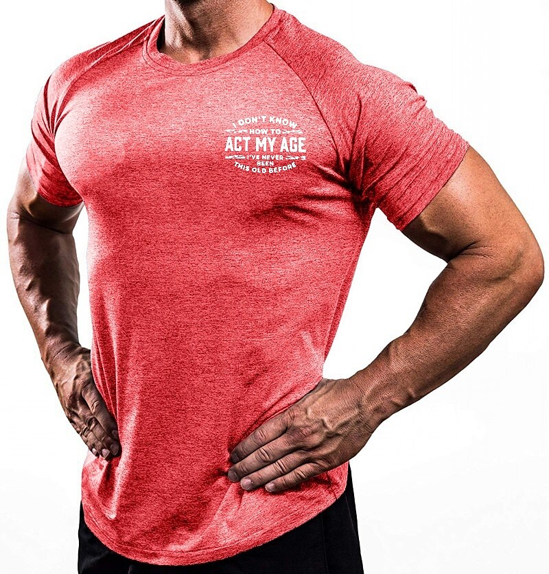 Men's Workout Running Shirt Short Sleeve Athletic Breathable Moisture Wicking Soft Fitness Gym Workout Sportswear 