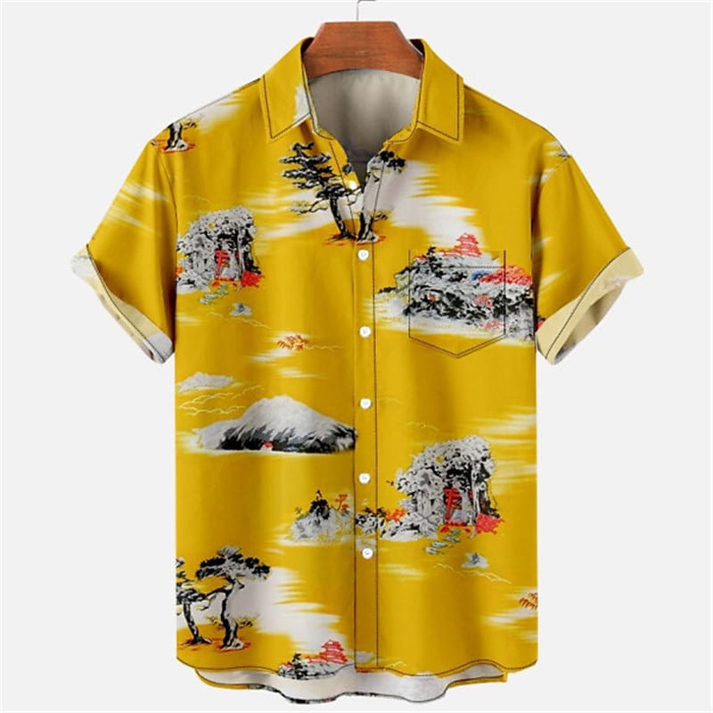Men's Shirt Graphic Shirt Aloha Shirt Leopard Floral Scenery Turndown