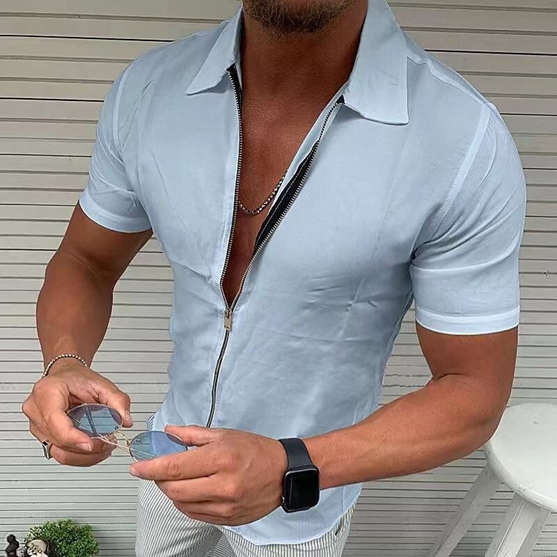 Men's Shirt Plain Solid Colored Turndown Street Casual Short Sleeve Sh