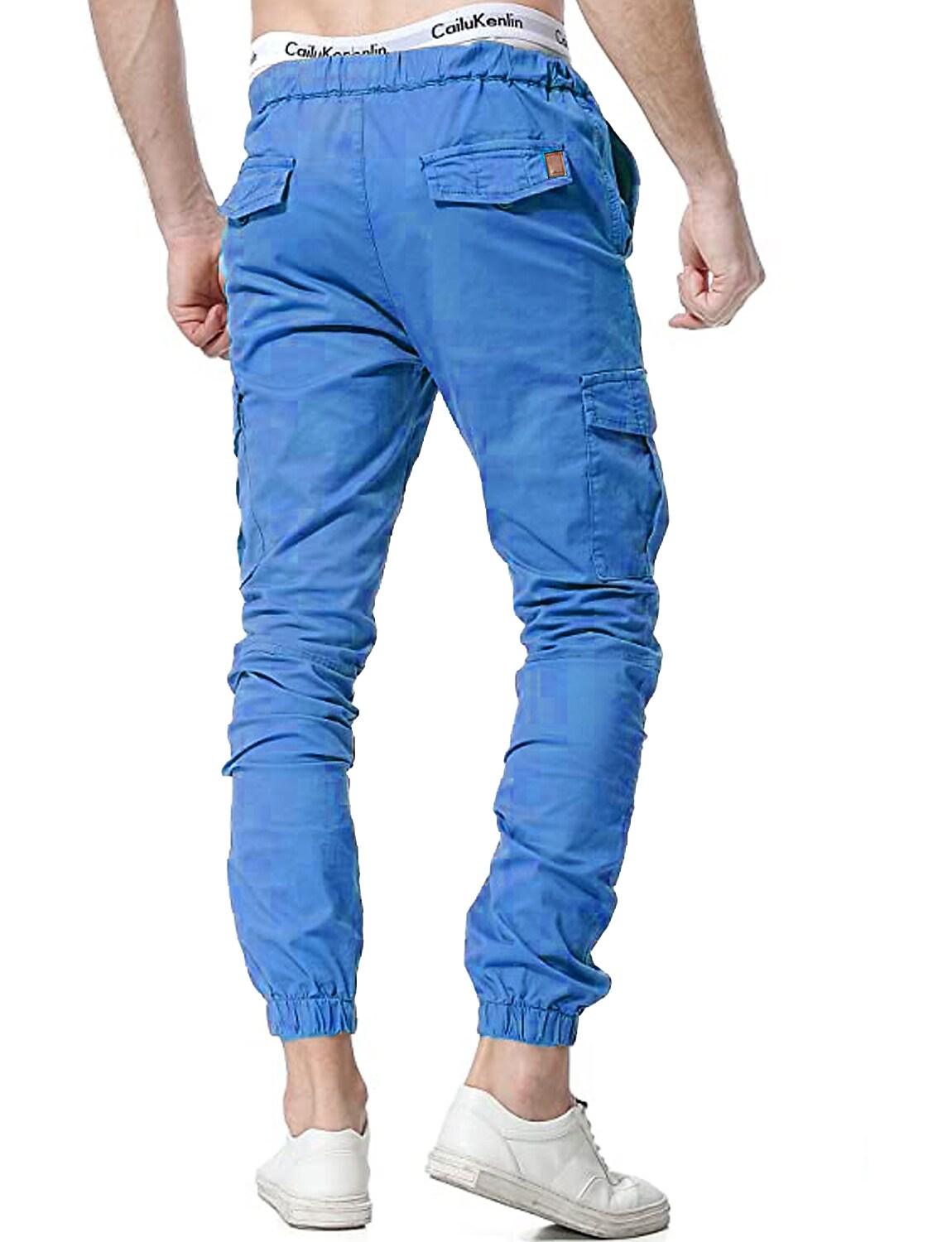 Men's Simple Cotton Blend Elastic Waist Solid Color Sweatpants