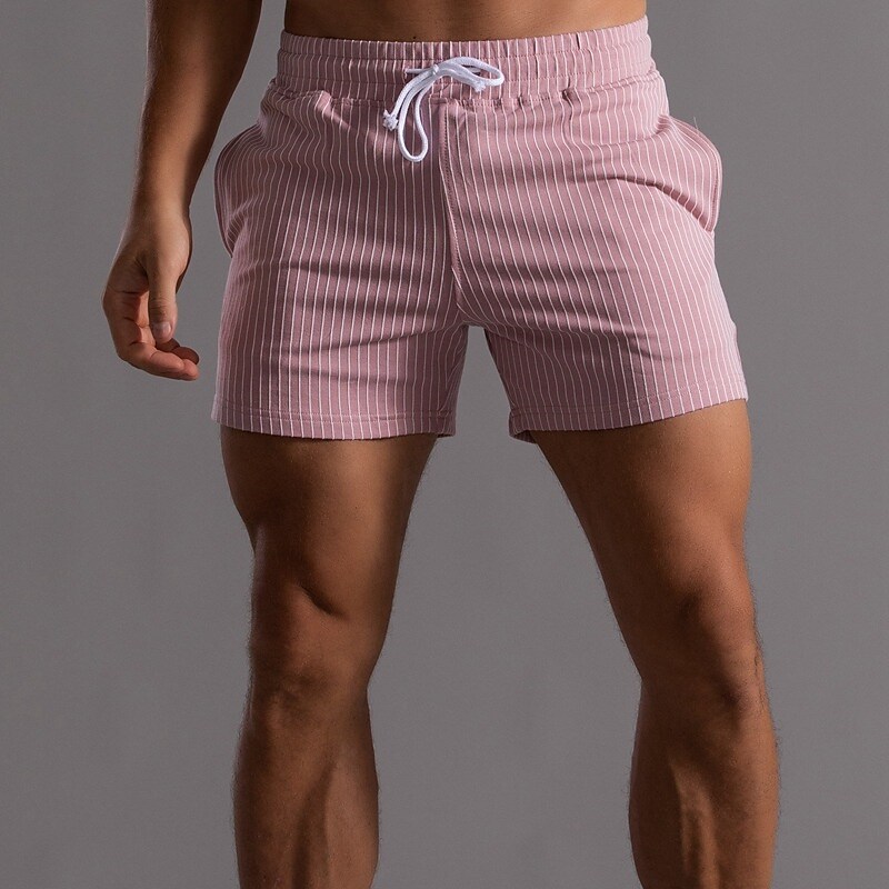 Men's Workout Shorts Pocket Drawstring Elastic Waist Solid Color Comfo