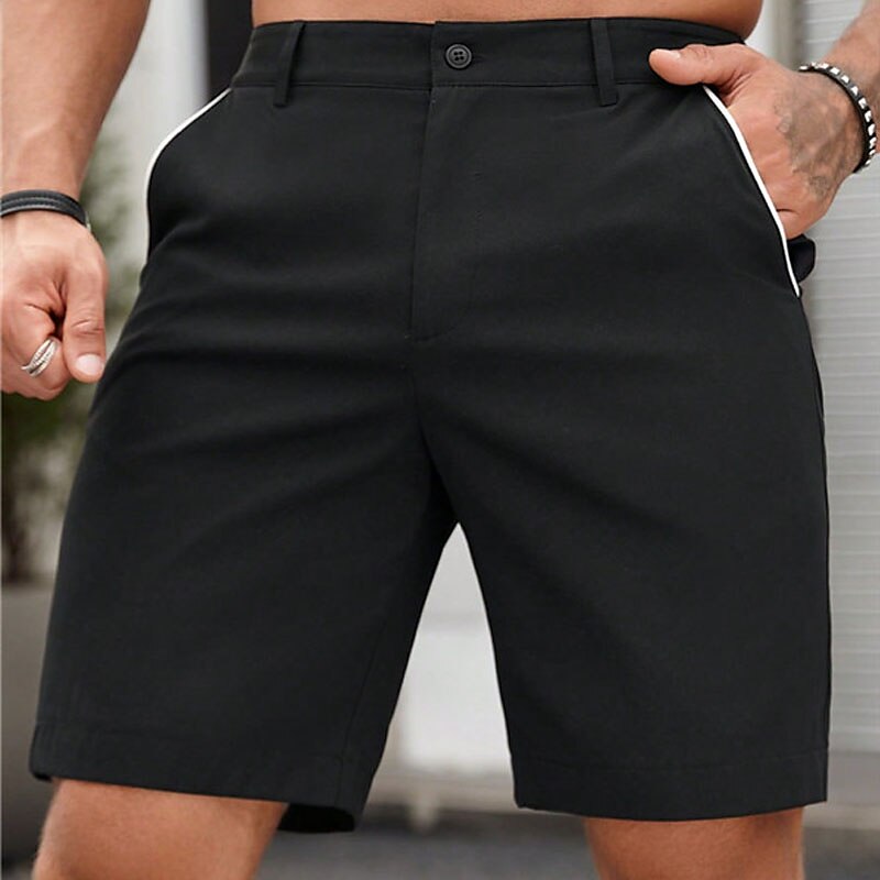 Men's Chino Bermuda Work Shorts Pocket Straight Leg Plain Comfort Short Formal Work Casual 100% Cotton Stylish 