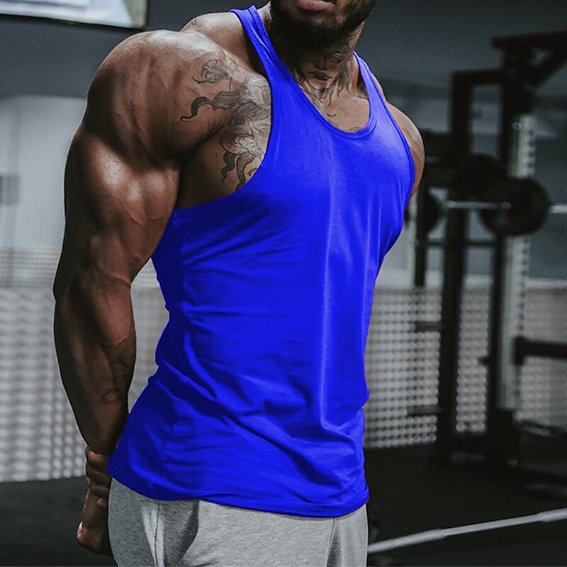 Men's Tank Top Vest Undershirt Sleeveless Shirt Solid Color Crew Neck