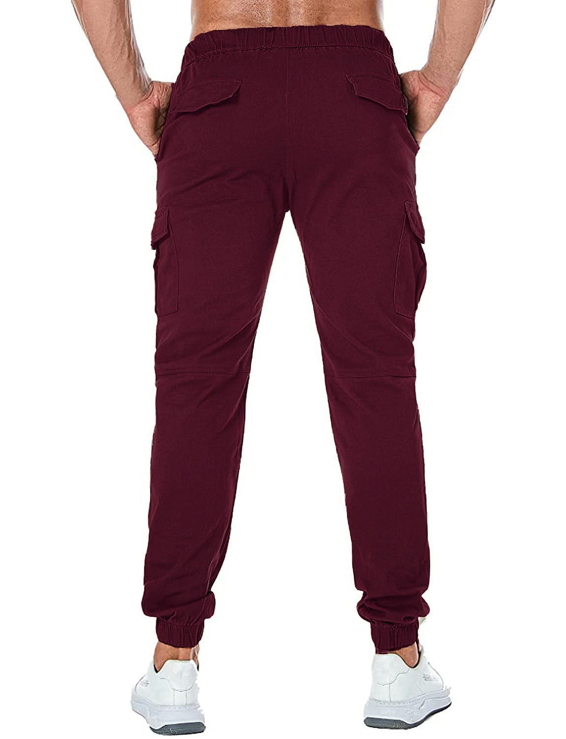 Men's Simple Cotton Blend Elastic Waist Solid Color Sweatpants