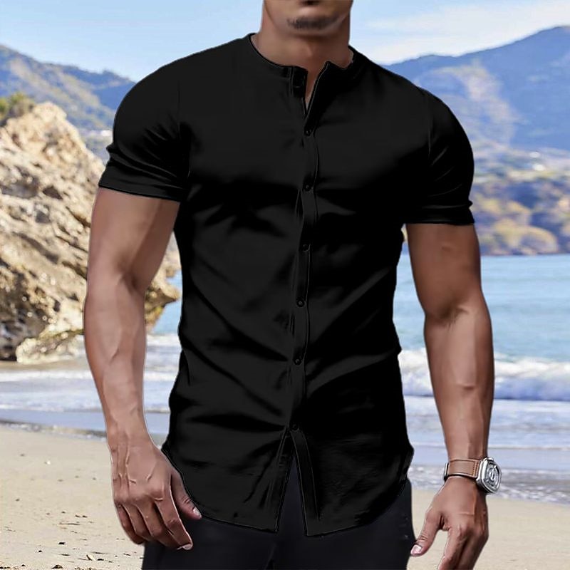 Men's T shirt Tee Tee Top Plain V Neck Street Vacation Short Sleeves Clothing Apparel Fashion Designer Basic Top